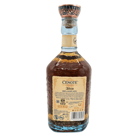 Cenote Anejo Tequila 700ml Flasche Rückseite