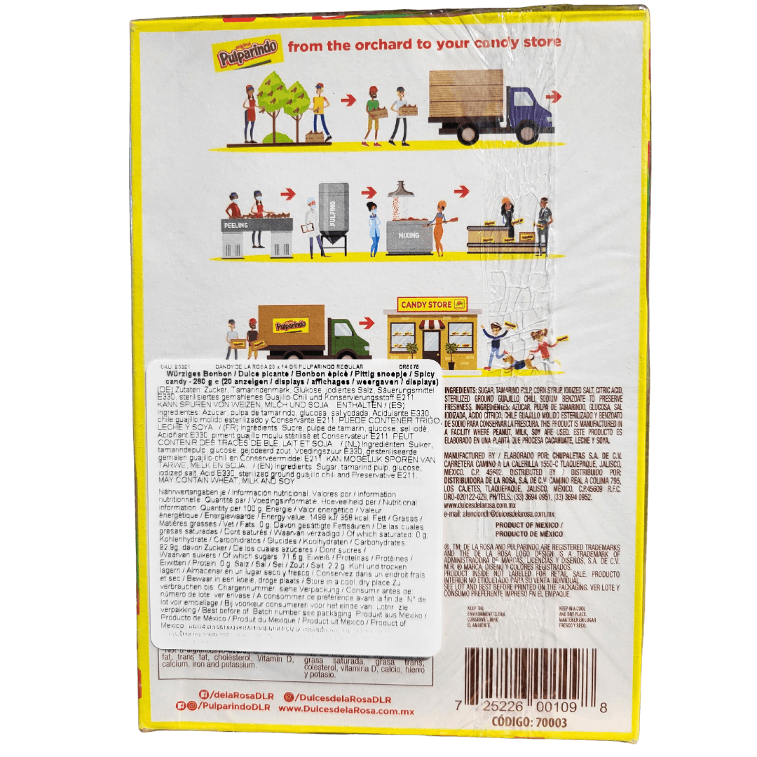 Pulparindo candy from Mexico normal / regular De La Rosa 20 pcs 280g