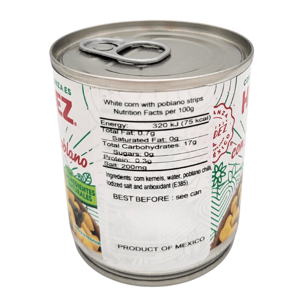 Herdez Elote con Poblano 220g rückseite 1