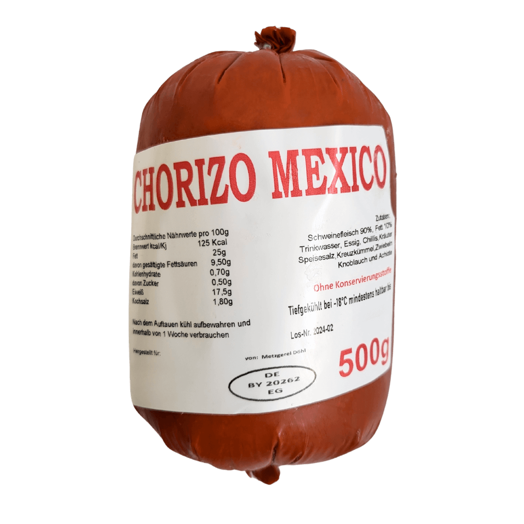 Als Belag bereite Chorizo Mexico von Käserei Südamerika 500g