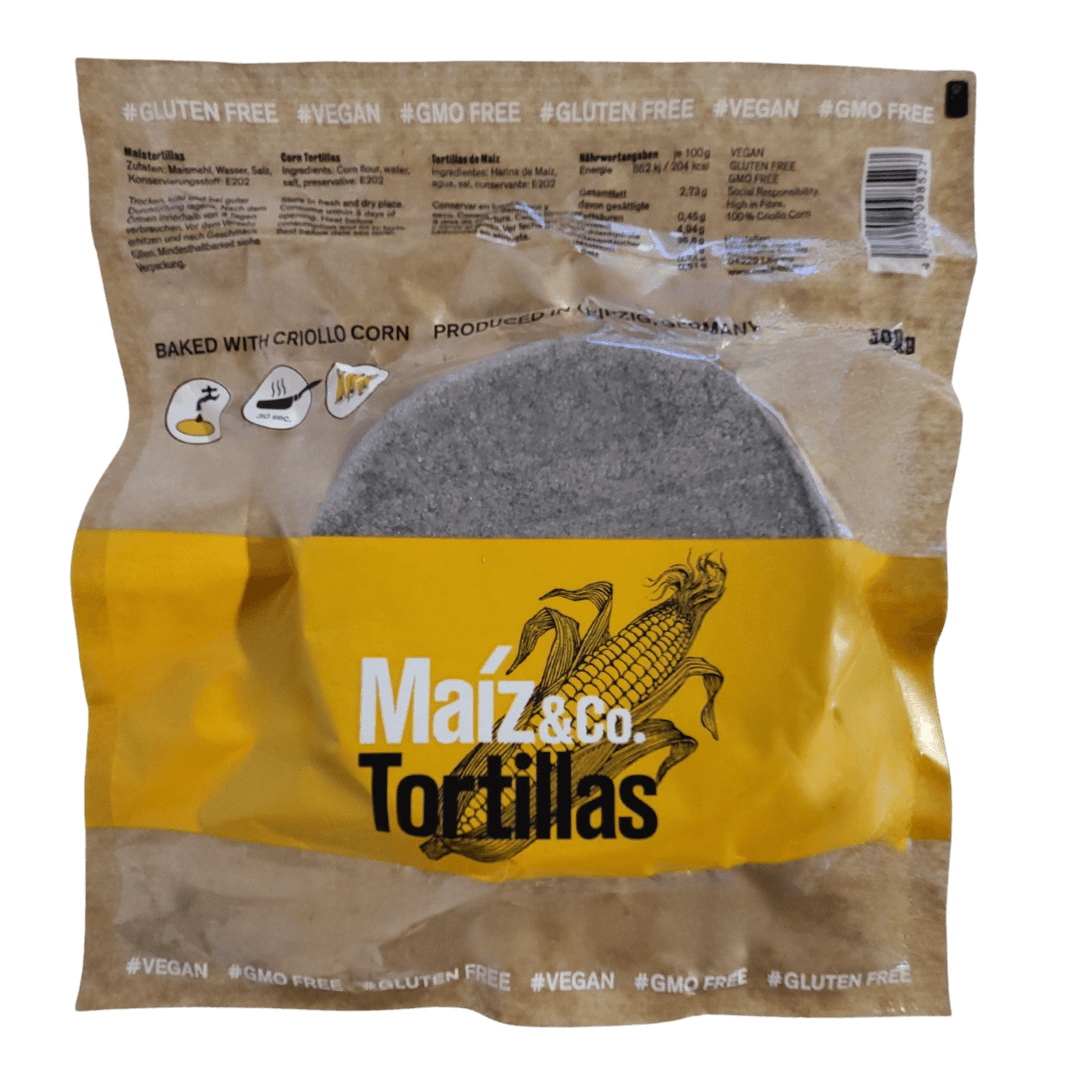 Blaue Maistortillas aus Criollo-Mais ca. 19 Stk. von Maíz & Co. 500g (MHD 27-MAR-2024)