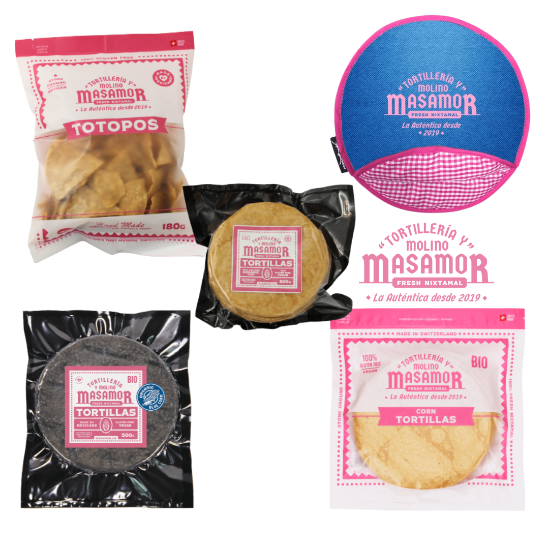 Masamor Super Bundle mit Totopos Tortillas und Tortillero