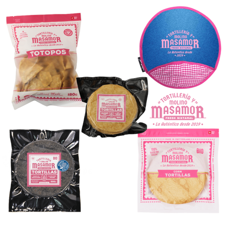 Masamor Super Bundle mit Totopos Tortillas und Tortillero