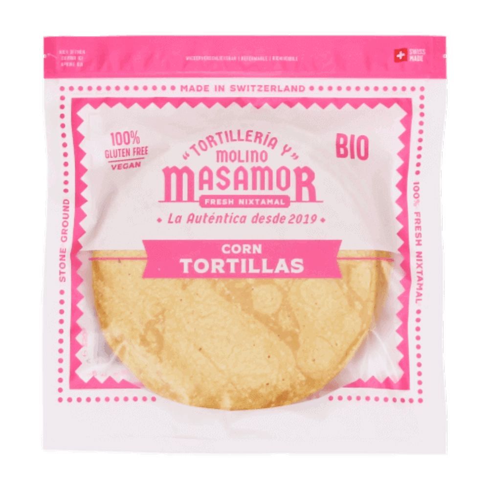 Masamor Bio Tortillas nixtamalisiert gelber Mais 1kg Packung gekühlt