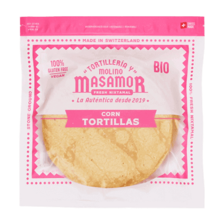 Masamor Bio Tortillas nixtamalisiert gelber Mais 500g Packung gekühlt