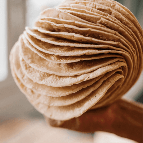 Masamor Bio Tortillas die in der Hand gehalten werden