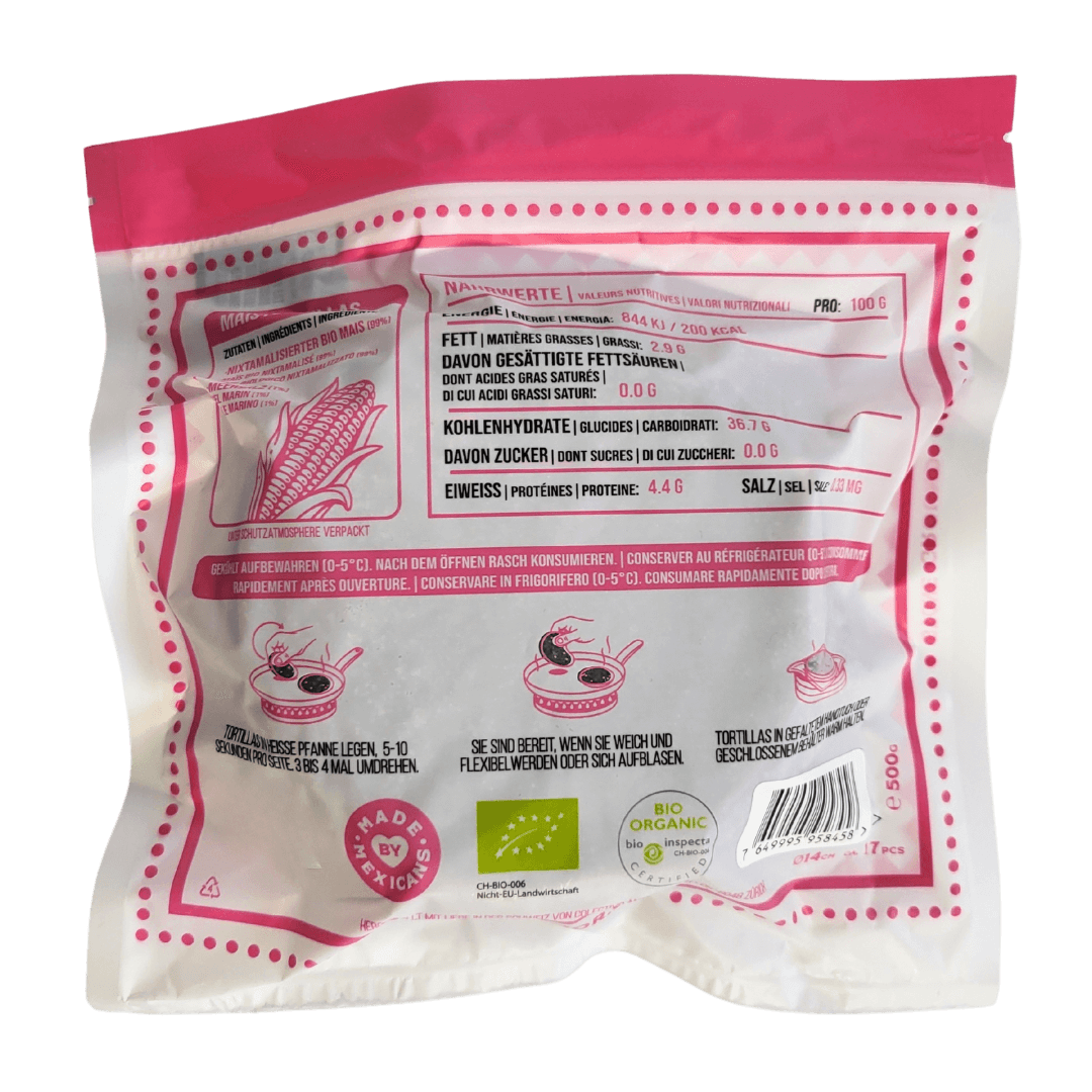 Masamor Blaue Maistortillas 500g Rückseite