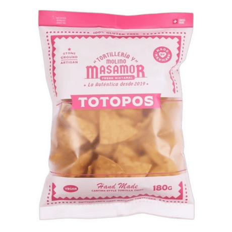 Masamor Tortilla Chips Totopos aus gelbem Mais 180g Packung
