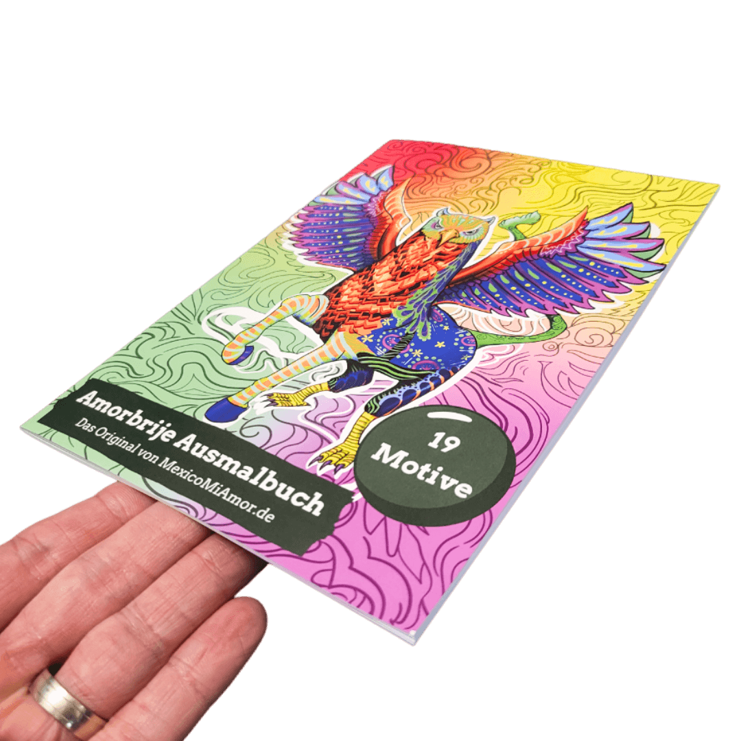 Ausmalbuch Amorbrijes / Alebrijes DIN A5 Print 19 Motive + PDF mit 30 Motiven und Texten