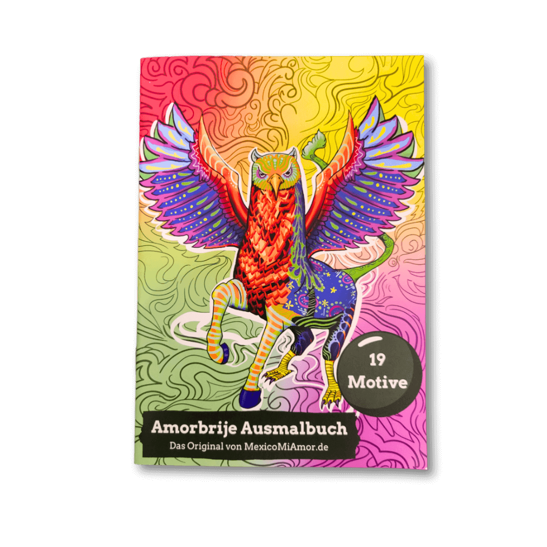 Ausmalbuch Amorbrijes / Alebrijes DIN A5 Print 19 Motive + PDF mit 30 Motiven und Texten