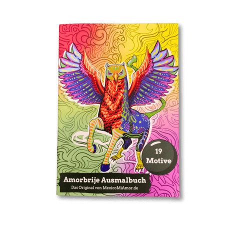 Ausmalbuch Amorbrijes / Alebrijes DIN A5 Print 19 Motive + PDF mit 30 Motiven und Texten