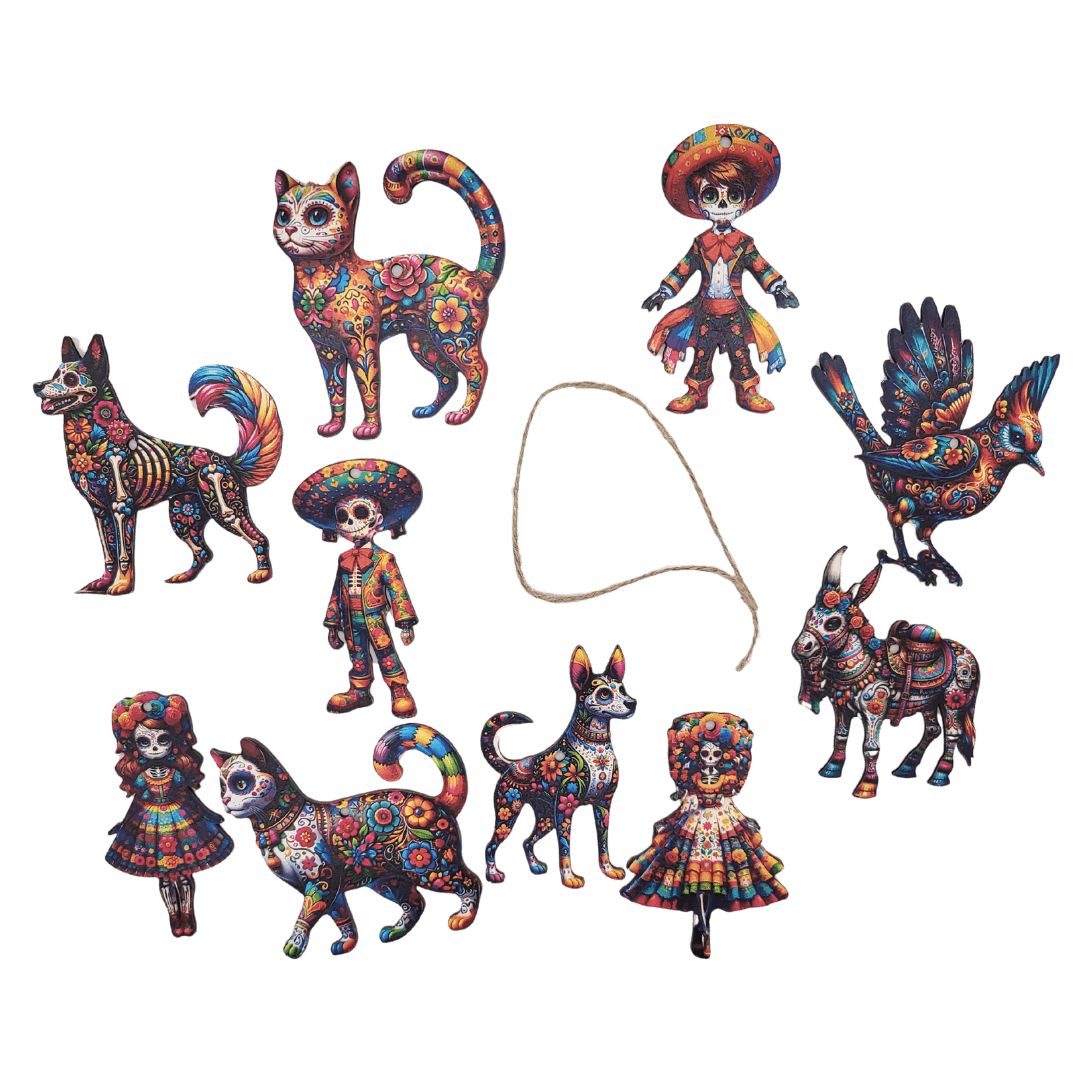 Alebrije Holzfigur-Anhänger mexikanisch bunte Motive als Set oder einzeln