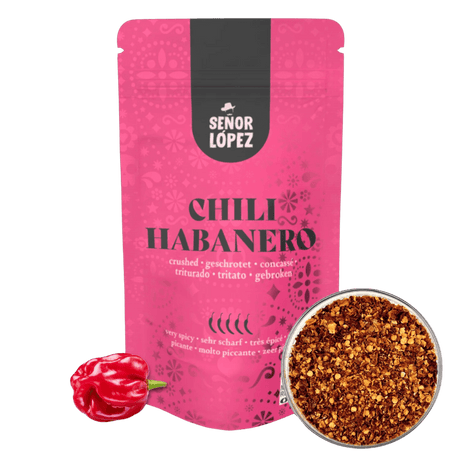 Geschrotete Habanero Chilischoten 25g Packung Senor Lopez