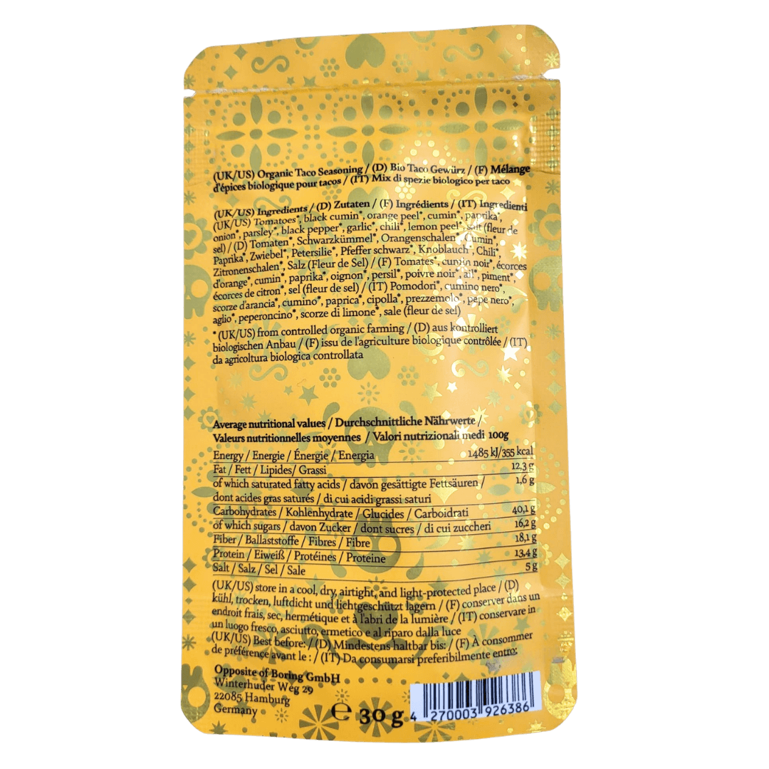 Senor Lopez Taco Gewürzmischung 30g backside