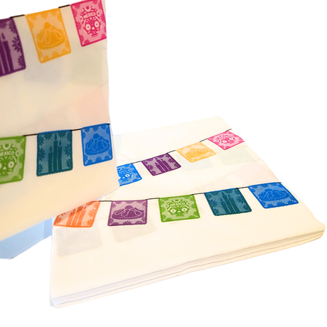 Servietten mit Motiv bunte Dia de los Muertos Girlanden Detailansicht