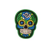 Skull Dia de los Muertos Bügelbild grün