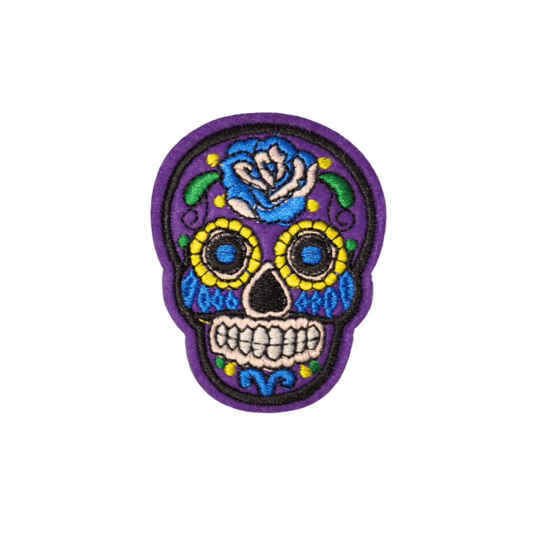 Skull Dia de los Muertos Bügelbild violett