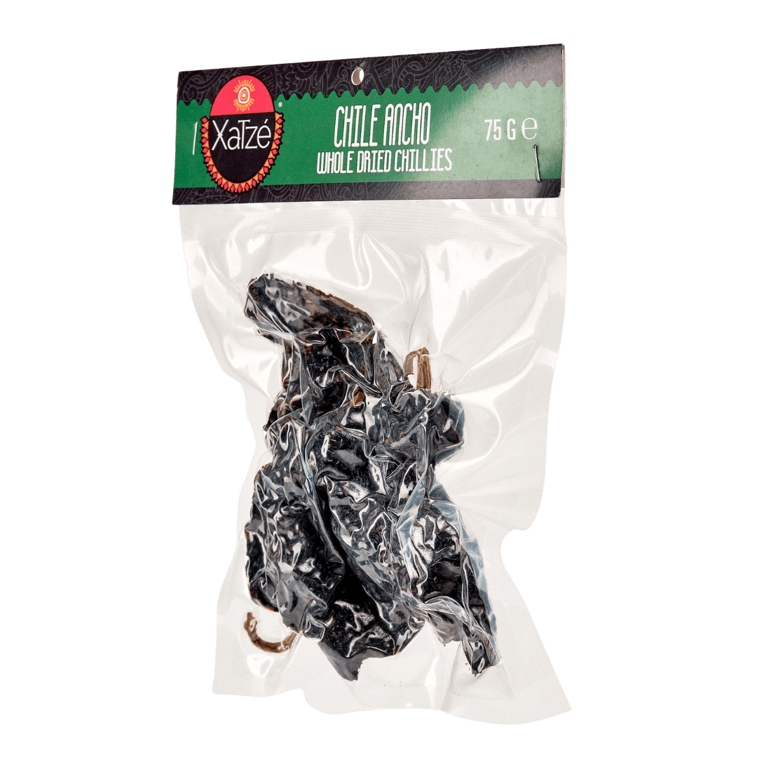 Xatze Ancho Chilischoten getrocknet 75g Packung seitlich