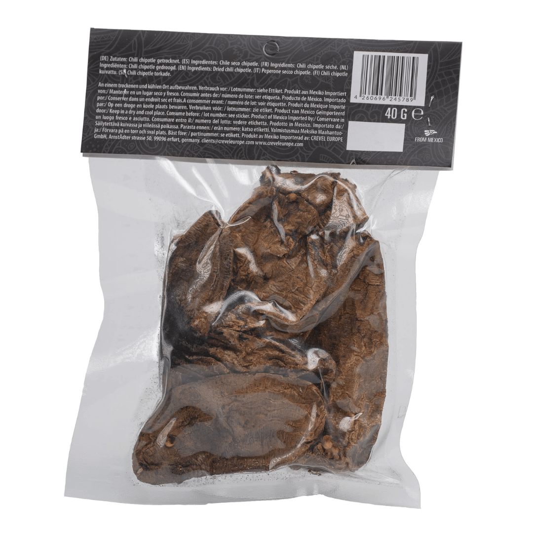 Xatze Chipotle Meco getrocknete Chilischoten 40g Packung Rückseite
