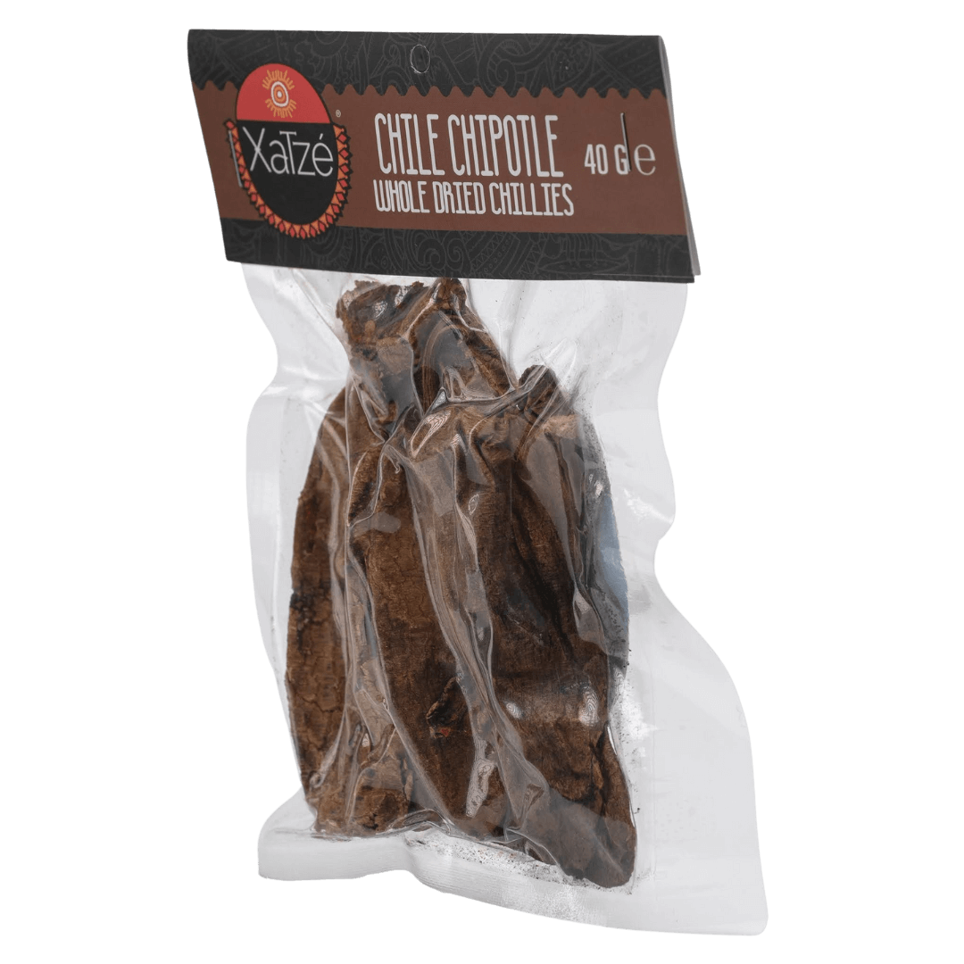 Xatze Chipotle Meco getrocknete Chilischoten 40g Packung seitlich