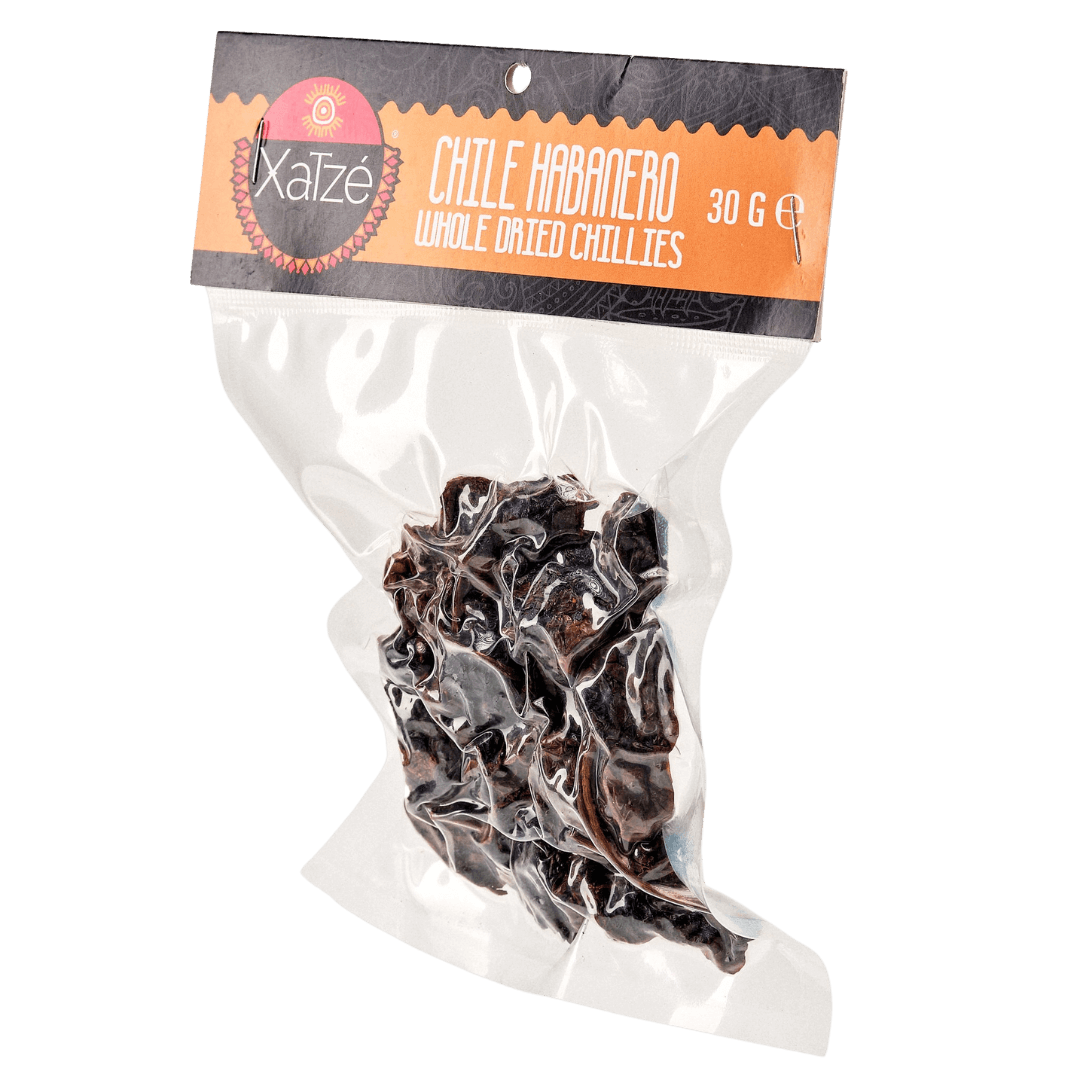 Xatze Habanero Chilischoten getrocknet 30g Packung seitlich