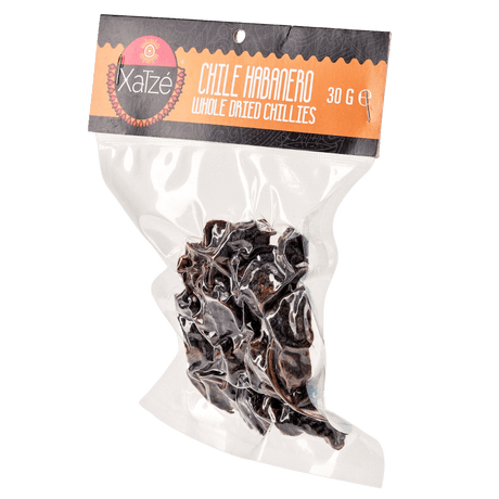 Xatze Habanero Chilischoten getrocknet 30g Packung seitlich