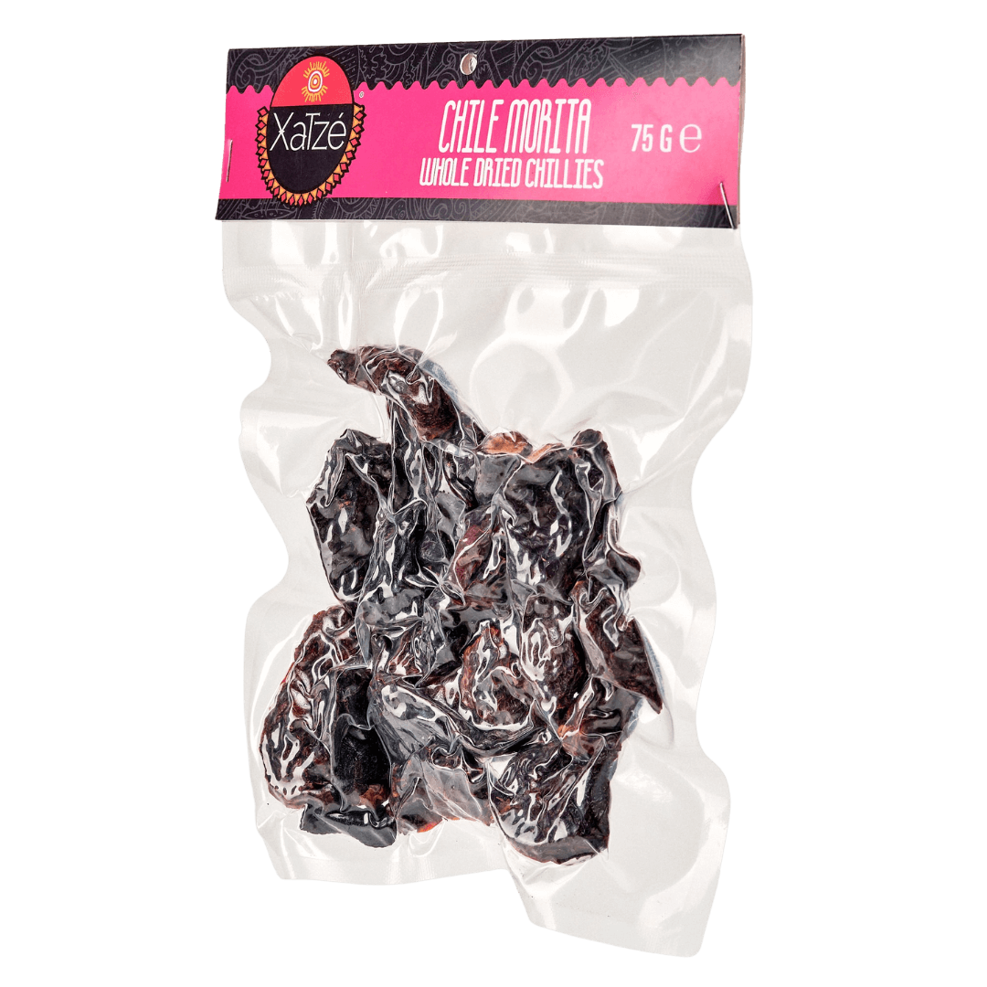 Xatze Morita getrocknete Chilischoten 75g Packung seitlich