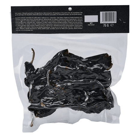 Xatze getrocknete Chili Pasilla 75g Packung Rückseite