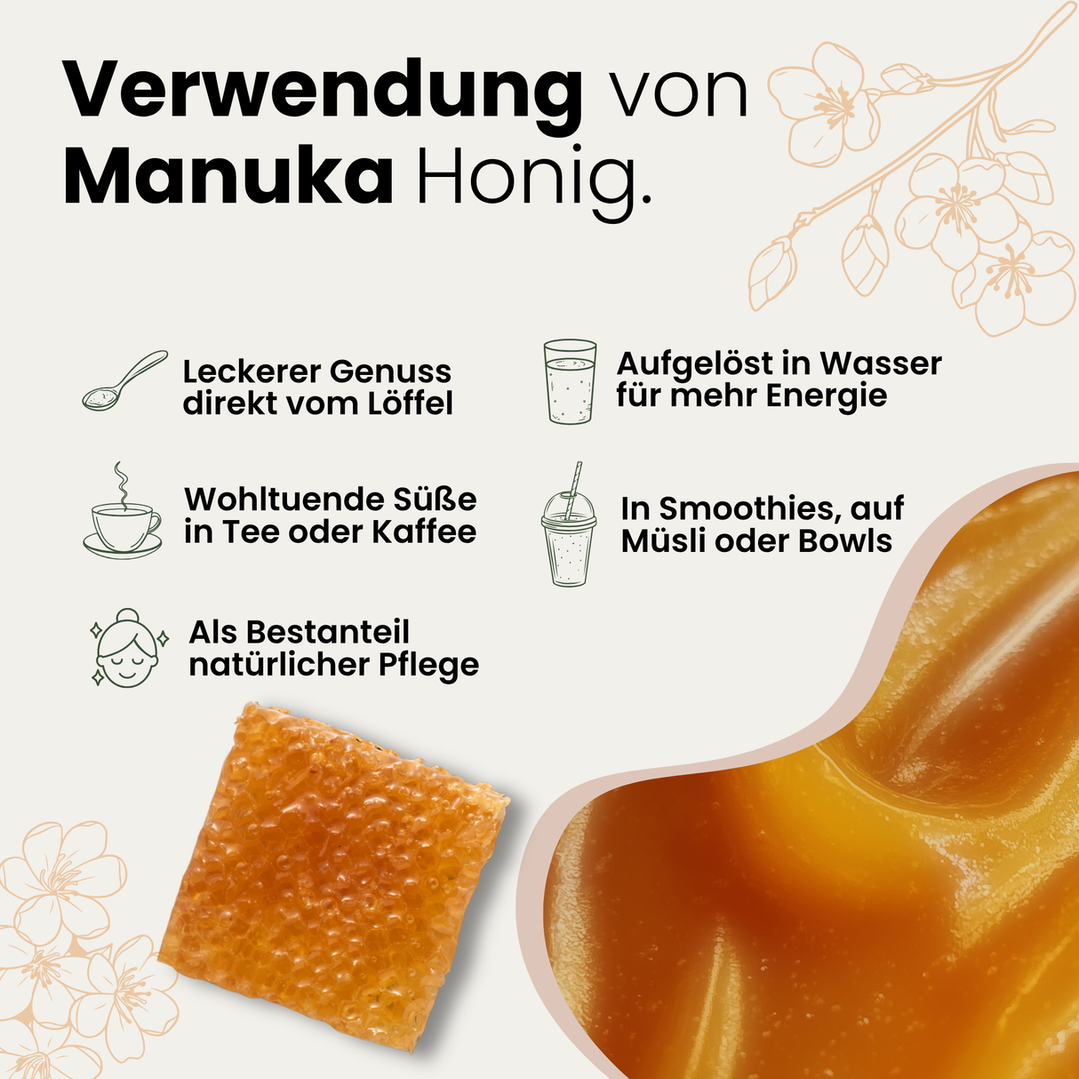 Manuara Manuka Honig Verwendungsbeispiele