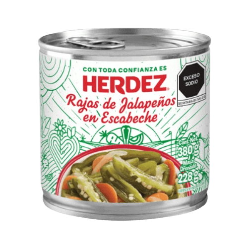 Chili Jalapeno in strips en Escabeche of Herdez (Rajas) 360g