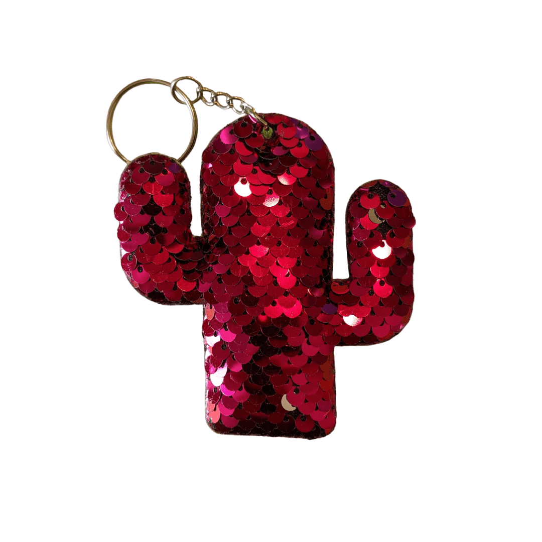Glitzer-Kaktus Schlüsselanhänger verschiedene Farben mit Pailletten