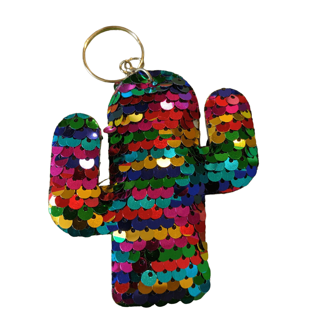 Glitzer-Kaktus Schlüsselanhänger verschiedene Farben mit Pailletten