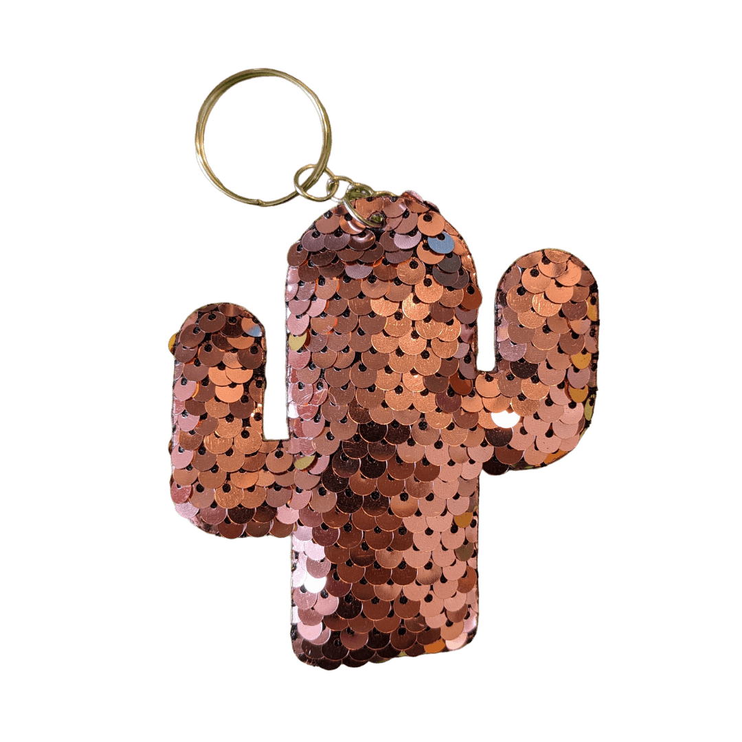Glitzer-Kaktus Schlüsselanhänger verschiedene Farben mit Pailletten