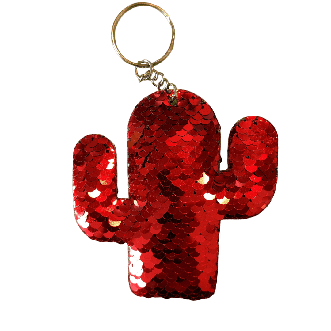 Glitzer-Kaktus Schlüsselanhänger verschiedene Farben mit Pailletten