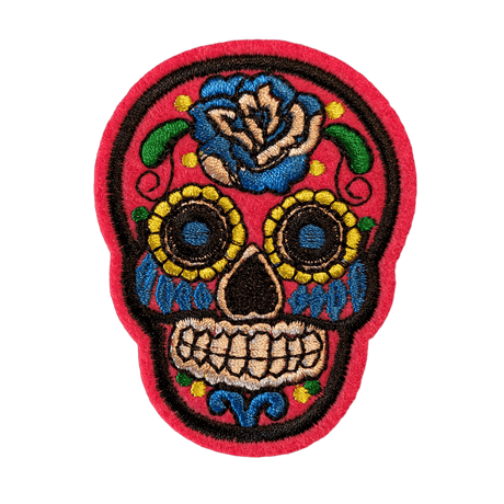 Skull Dia de los Muertos Bügelbild pink blau