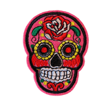 Skull Dia de los Muertos Bügelbild pink rot