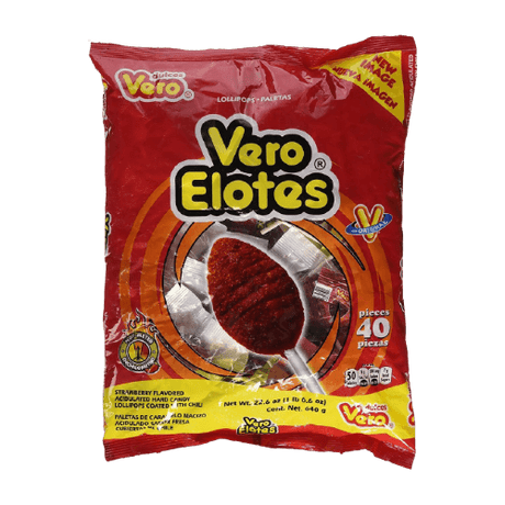 Vero Elote (Mais) mit Chili / Erdbeer-Geschmack mexikanische Süßigkeit 40 Stück 640g - MexicoMiAmor