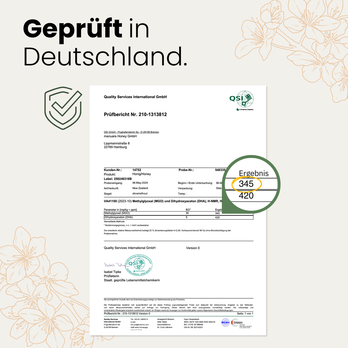 Manuara MGO 250 Honig Zertifikat Prüfstelle