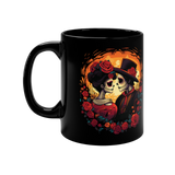 Kaffeebecher Kuss der Ewigkeit Dia de los Muertos schwarz rechte Seite frei