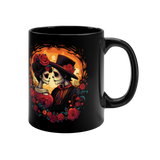 Coffee mug black - Dia de los Muertos motif - Kiss of Eternity - about 300ml