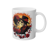 Kaffeebecher weiß - Dia de los Muertos Motiv - Kuss der Ewigkeit - ca. 300ml