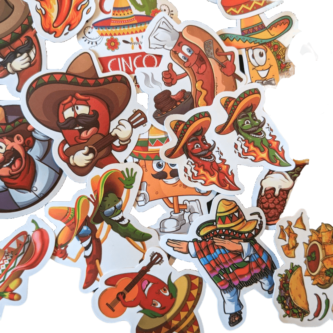 Aufkleber / Sticker - Lustige Mexikanische Motive in Farbe ca. 60 Stück