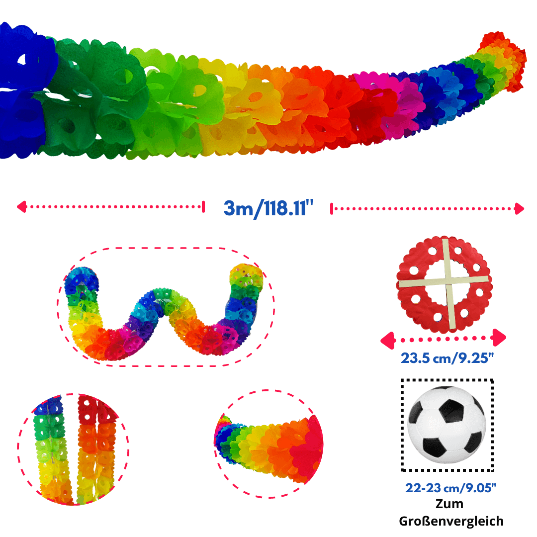 Gusano / Wurm Party Girlande 3m und 23 cm Ø aus Papier