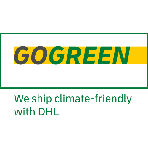 Wir versenden mit DHL GoGreen Logo Badge