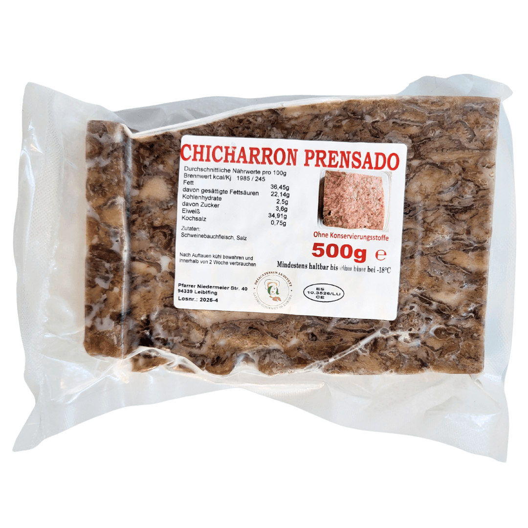 Chicharron Prensado Schweinebauchfleisch gepresst 500g front