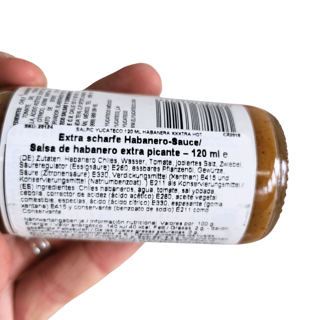 Salsa Exxxtra Picante Habanero El Yucateco 120ml back