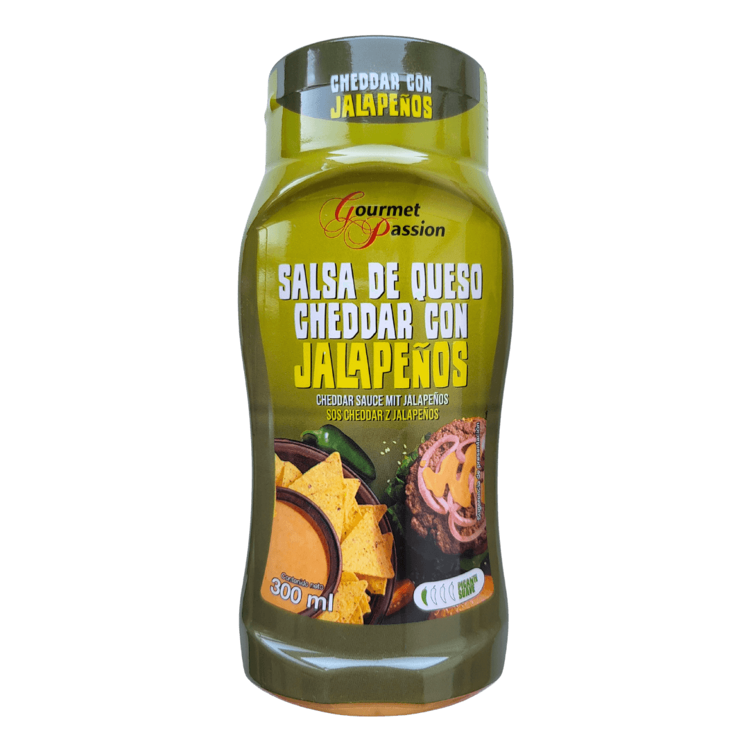 Cheddar Cheese Salsa Jalapenos von Gourmet Passion Quetsch-Flasche 300ml