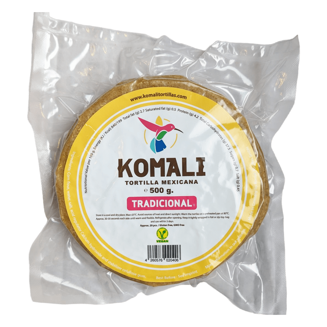 Yellow corn tortillas Komali natural gluten-free 15 cm 500 g (approx. 20 pcs.)