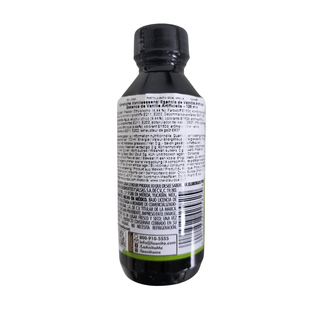 Rückseite La Anita Vanille Konzentrat 120ml