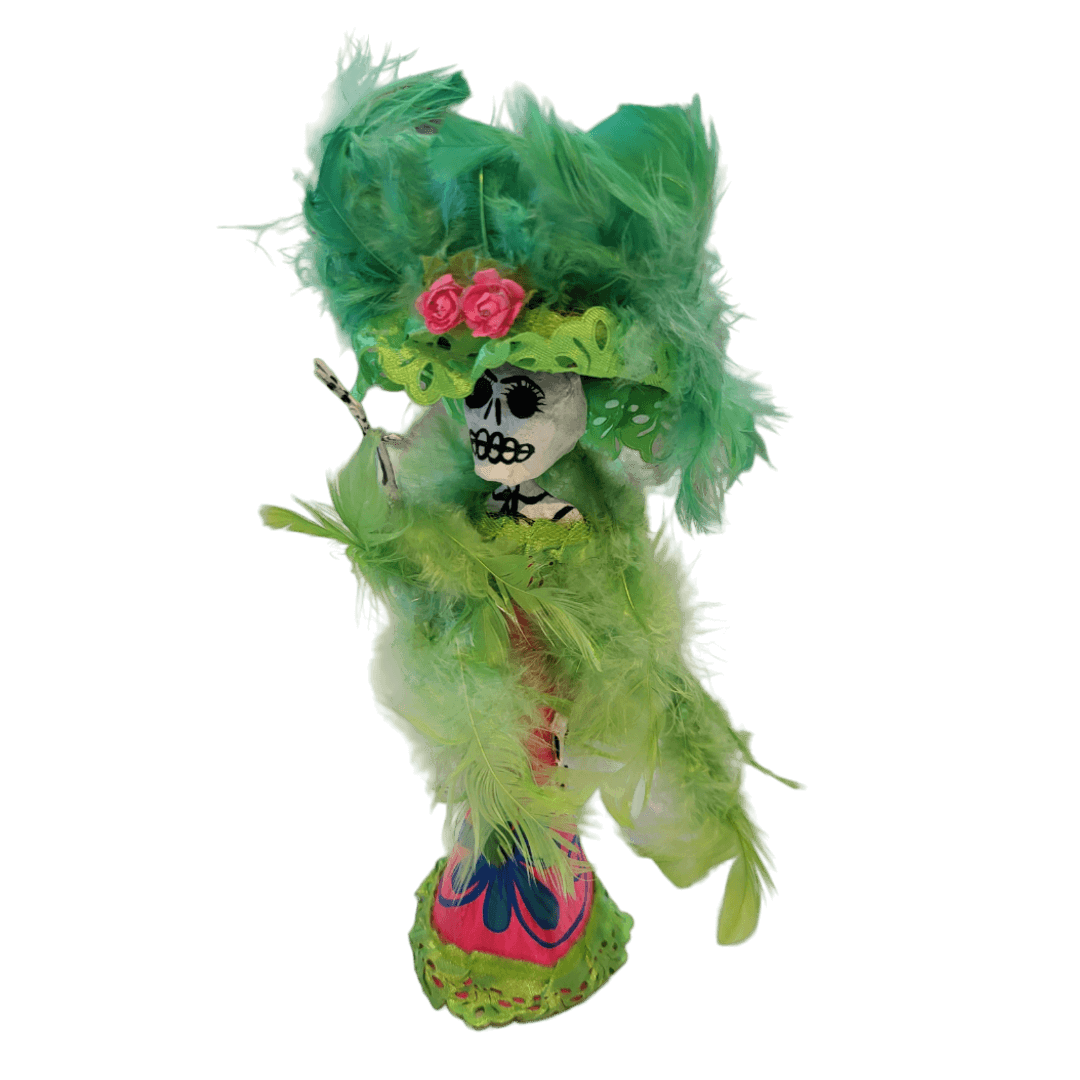 La Catrina Figur grün schräg oben